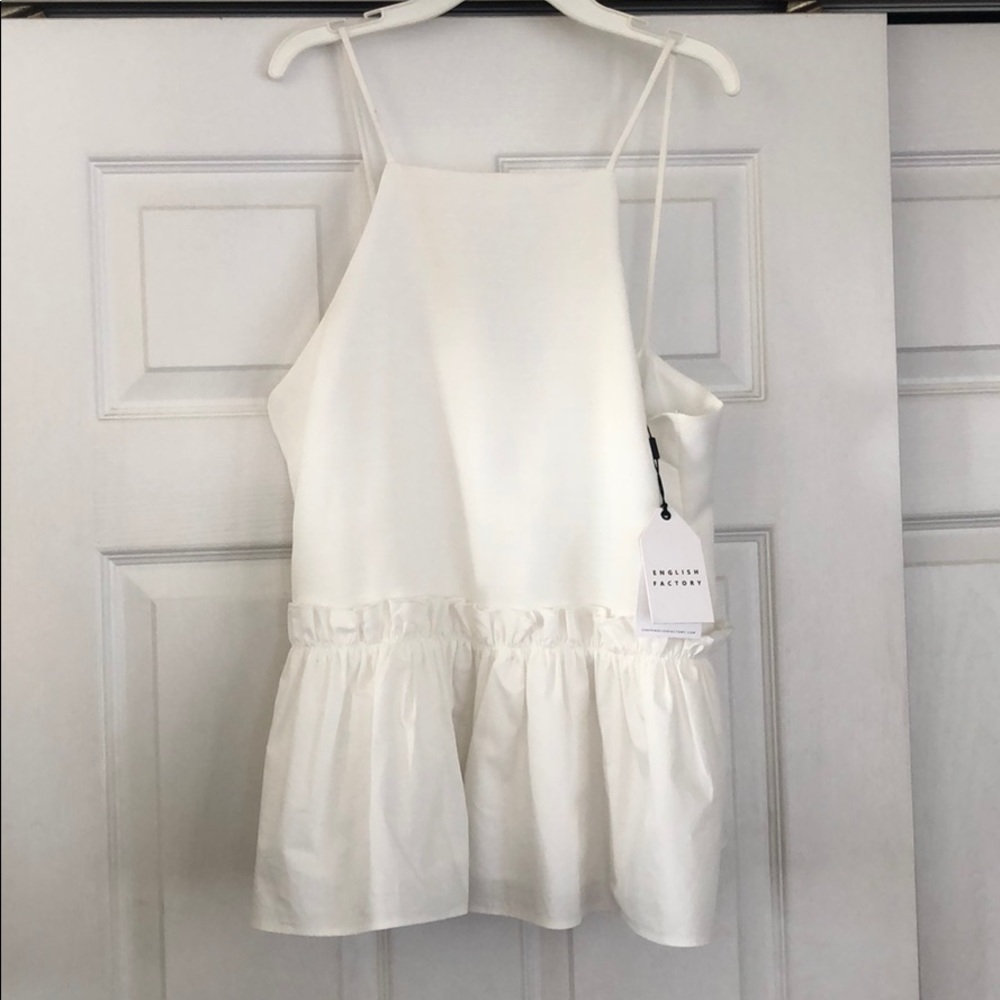 NWT English Factory Woven Ruffle Top - L